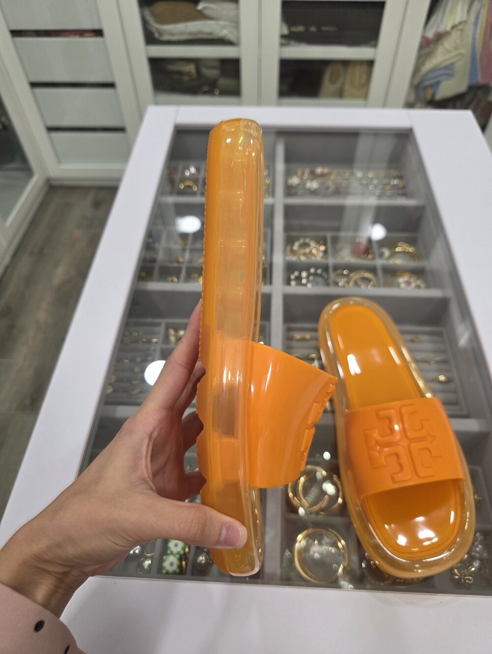 Tory Burch Bubble Jelly Slides - Orange - Size 9 - Picture 4 of 7